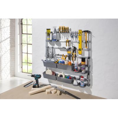 Ablageregal RUCO, silber (aluminiumfarben, silber), B:90cm H:90cm T:10cm, Aluminium, Kunststoff, Regale, Werkstattregal Mehrzweckregal, Aluminium/Kunststoff, ideal für Werkstatt, Garage oder Hobbyraum