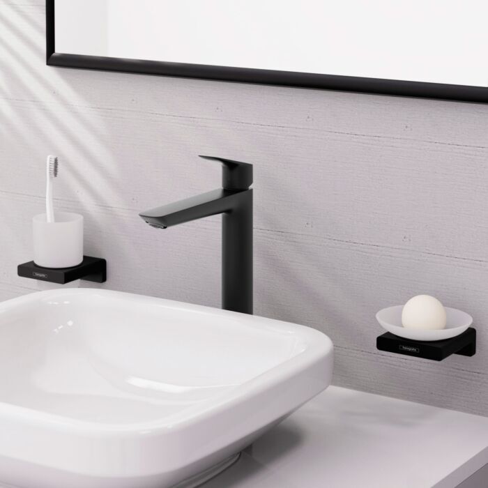 Hansgrohe Logis Einhebel-Waschtisch-Armatur 71257670 Zugstangen- Ablaufgarnitur, UP, Ausladung 172mm, mattschwarz