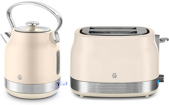 Swan Retro Revive Cream Traditional Kettle & 2 Slot Toaster Set