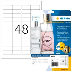 HERMA Etiketten transparent glasklar A4 45.7x21.2 mm transparent klar Folie glänzend 1200 St.