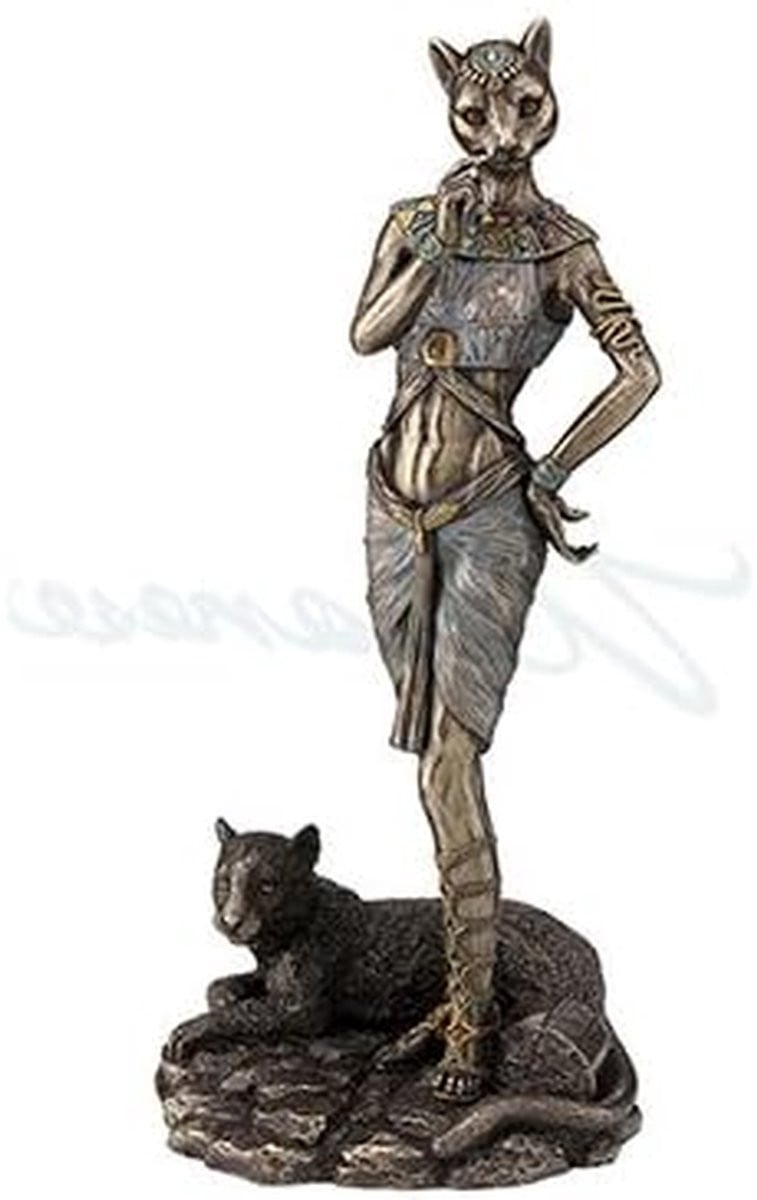 Egyptisch Bastet Kattenbeeldje in Brons voor Woondecoratie