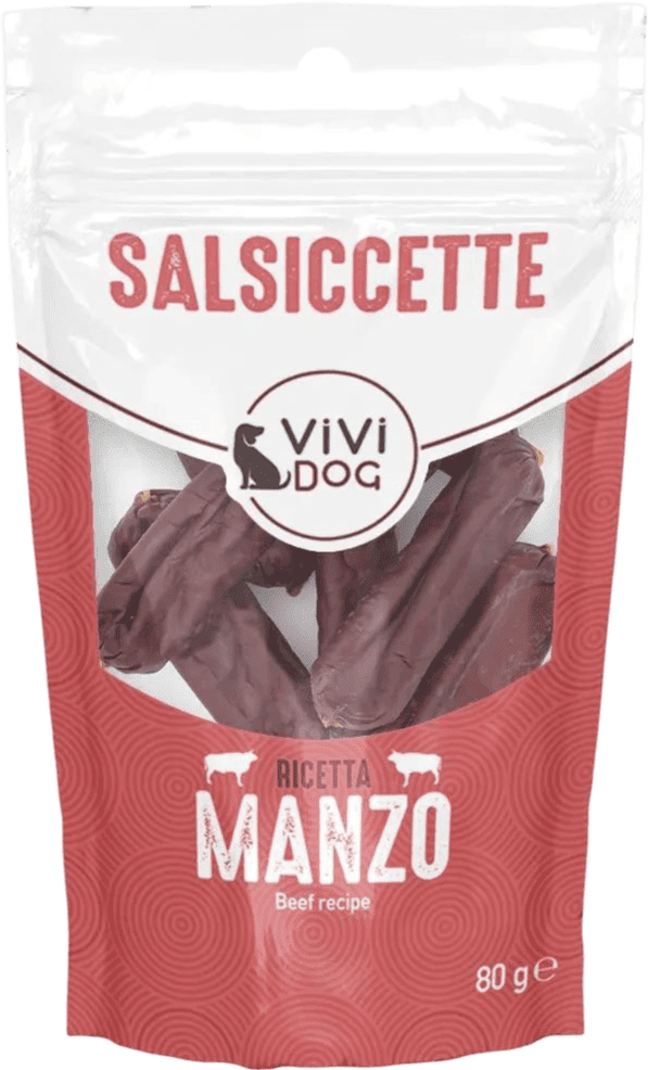 Kit Risparmio 6x80G ViVi Dog Snack Salsiccette MANZO