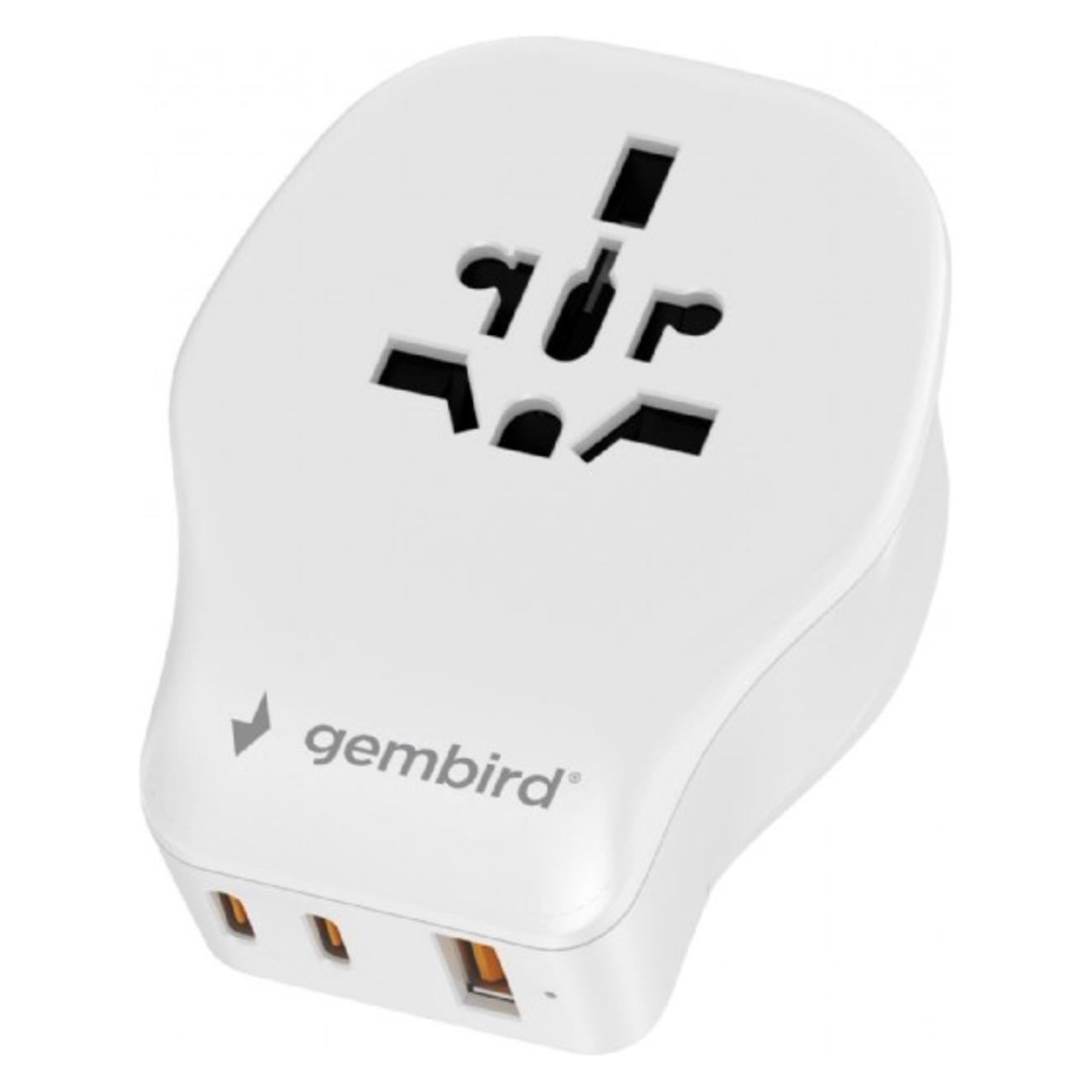 Gembird Universeller Reiseadapter mit 4 abnehmbaren Steckern (TPA-1A2C20-02-W)