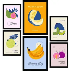POSTER Set Mit 6 Lebensmittel Und Ernährungs Tropische Früchte A3 & A4 Schwarzer Rahmen