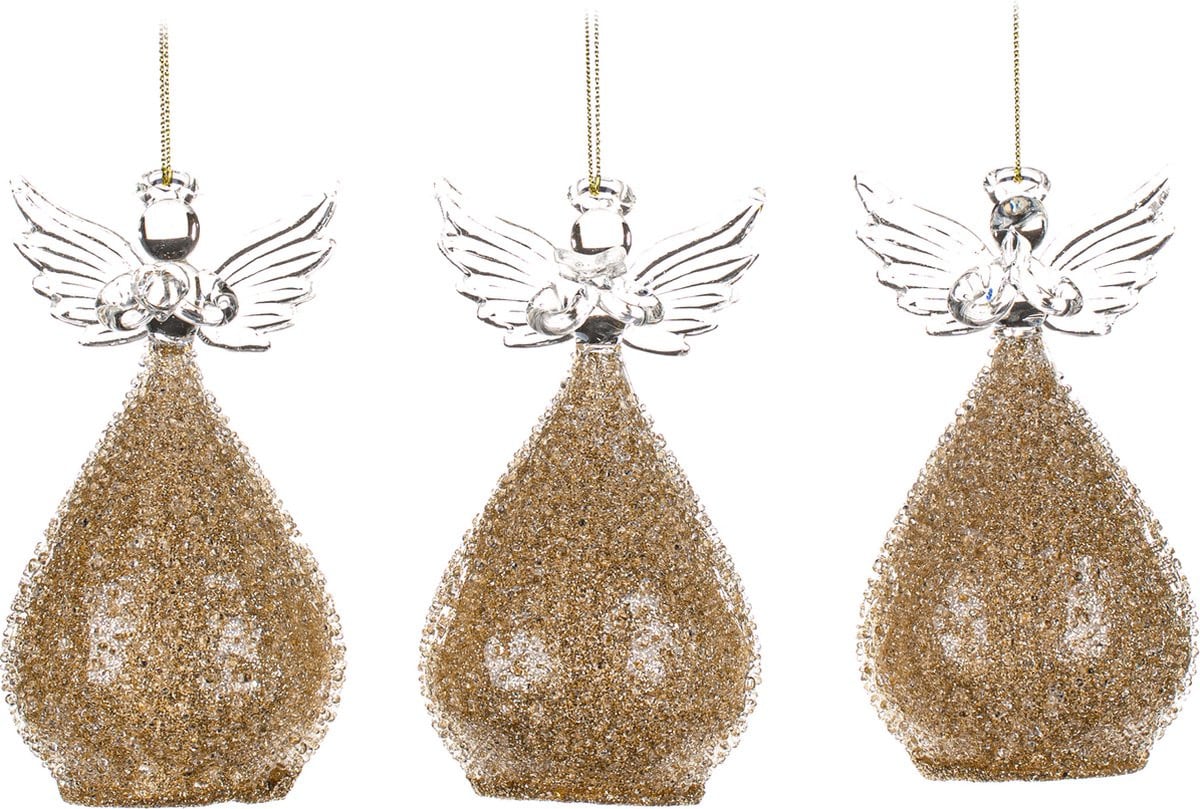 Goodwill Kerstbal Engel Glas Goud - 3 stuks - 10,5 cm