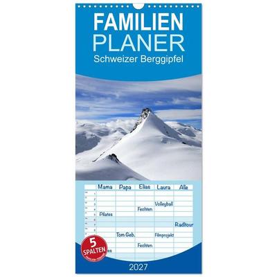 Familienplaner 2027 - Schweizer Berggipfel mit 5 Spalten (Wandkalender, 21 x 45 cm) CALVENDO