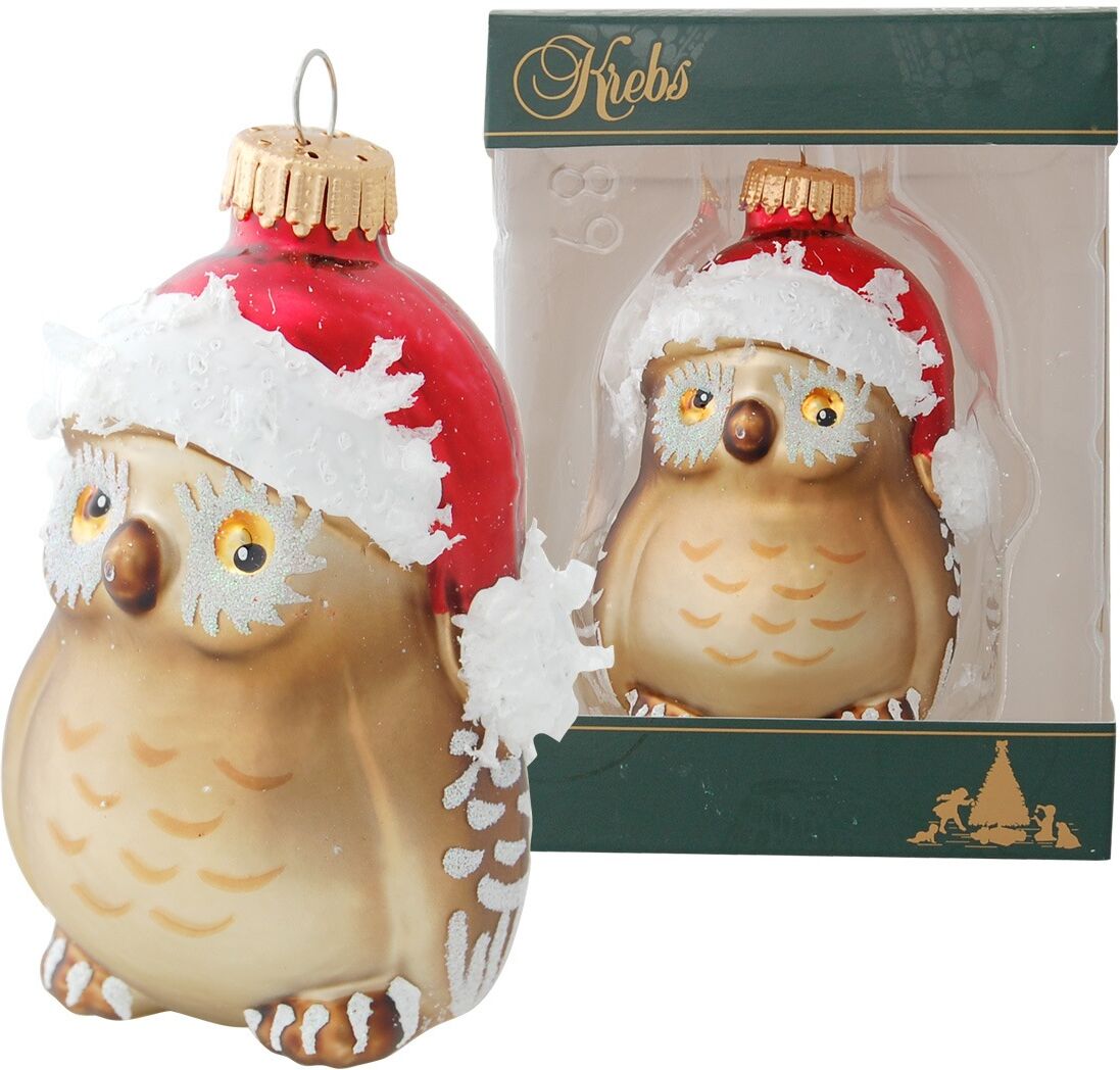 Christbaumschmuck KREBS GLAS LAUSCHA "CBK82039, Weihnachtsdeko, Christbaumschmuck", braun, Glas, Weihnachtsbaumschmuck, Christbaumschmuck, Eule braun Einheitsgröße