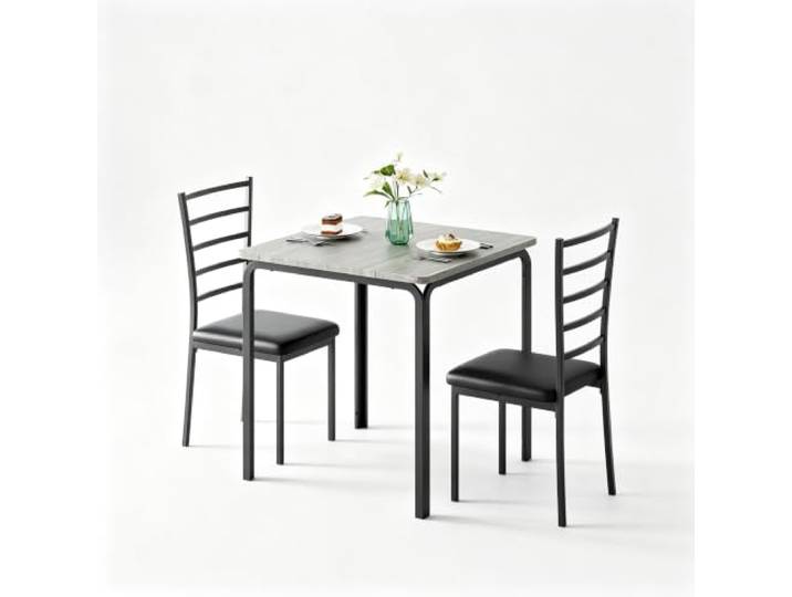 Hapterouse Esszimmer Set 3-teilig 2 Personen MDF-Tisch mit 2 Polsterstühlen Gepolsterte Sitzflächen, Stabiles Gestell, Moderne Optik, Für Frühstücksbereich
