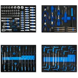 EBERTH Schaumstoffeinlage Werkzeug 134 Teile Werkzeugset, Schaumstoff Werkzeugeinlage, Werkzeug Set professional Hartmetall, beschriftet, blau
