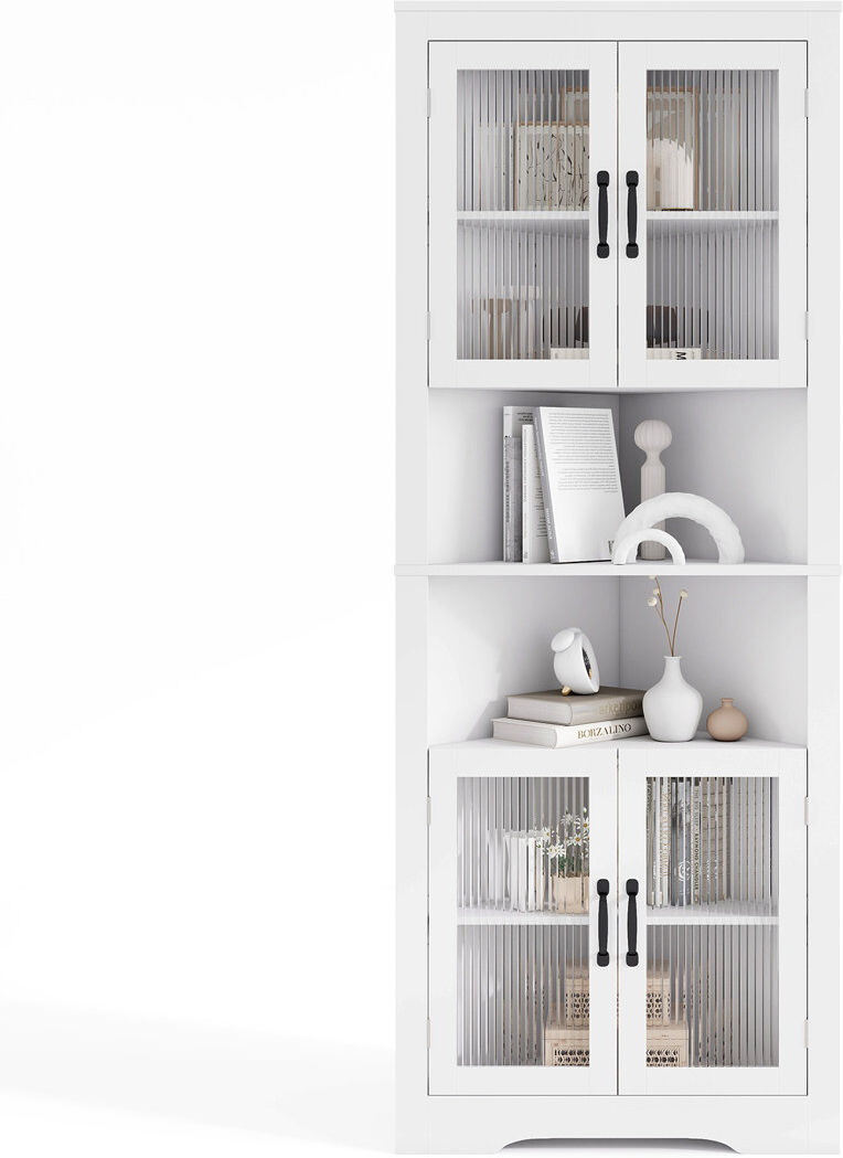 17 Stories 171 cm H x 66 cm W Corner Bookcase White 171cm H X 66cm W X 35cm D