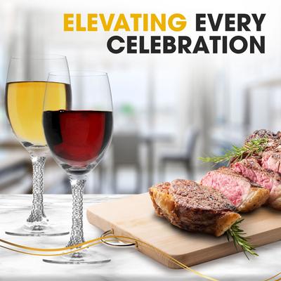 Cheer Collection "Berkware Crystal Wine Glass with Gold or Silver Stem - 3"" x 8"""