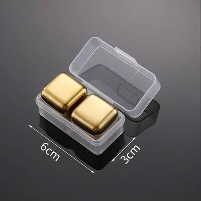 Lush Living Finds Arctic Chill Stainless Steel Whiskey Stones Reusable Ice Cubes For Whiskey, Wine & Cocktails 2pc Gold
