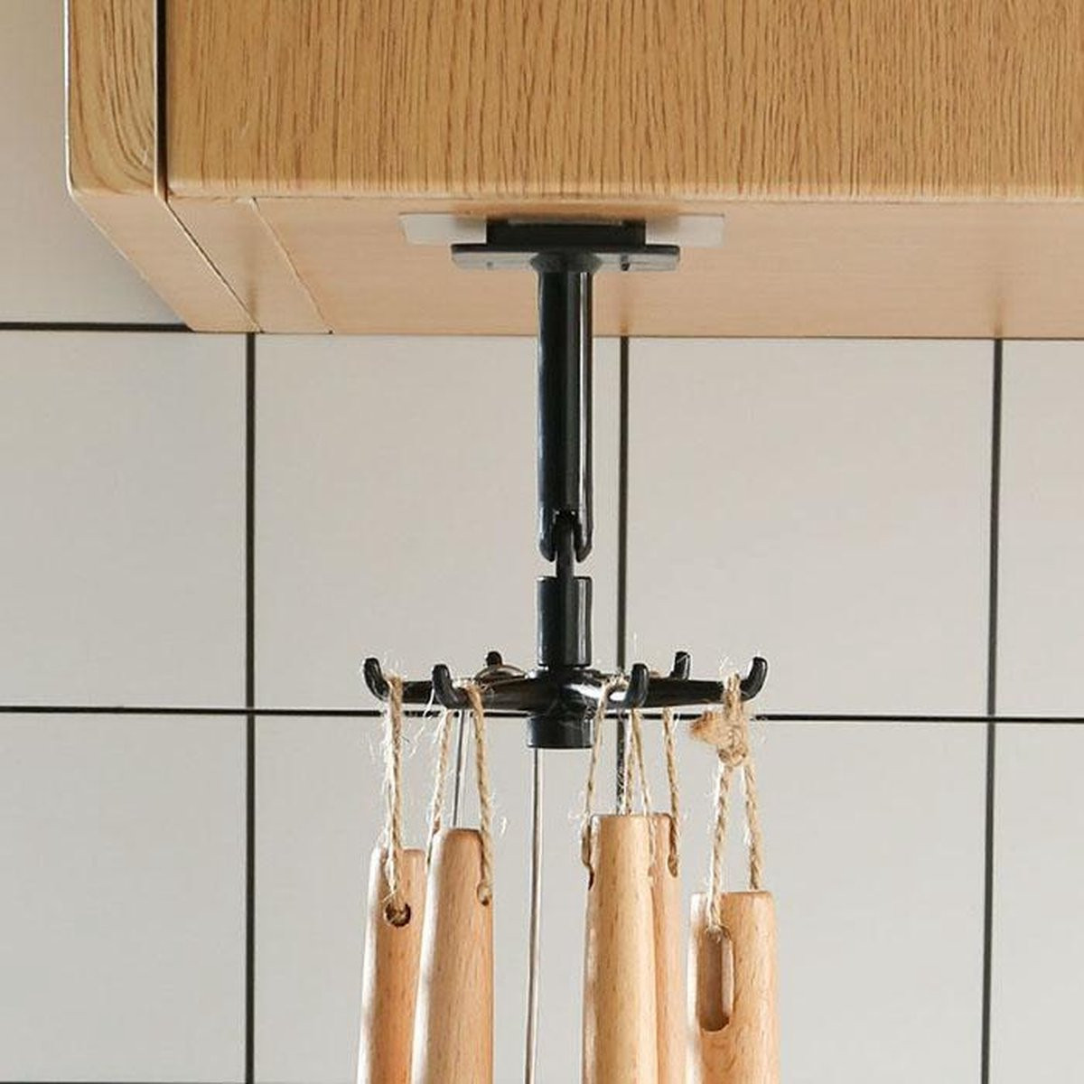 Set van 2 zelfklevende handdoekhaakjes in het zwart voor de badkamer en keuken