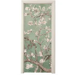 TÜRAUFKLEBER Mandelblüte - Kunst - Van Gogh - Grün 80x215 cm - Türtapete