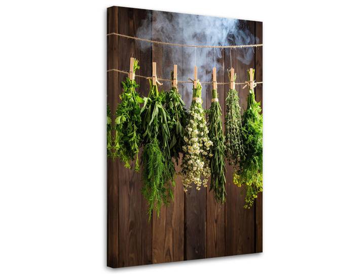 Feeby Leinwandbild Kräuter Gewürze Pflanzen 60x90cm, Braun, Essen/Getränk, Rechteckig, 60x90 cm, Bilder & Rahmen, Bilder, Leinwandbilder