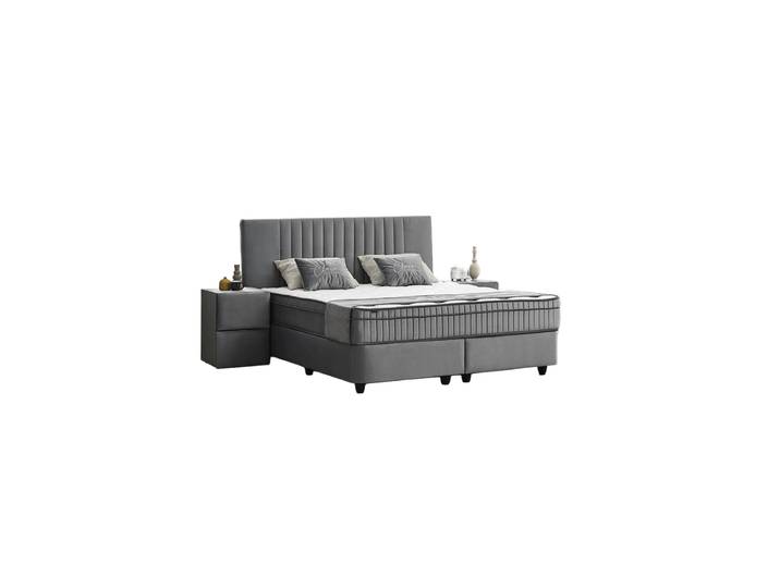 Premium Boxspringbett „Clara Grey“ inkl. Matratze & Topper Grau 160 x 200 cm BEDS SUPPLY