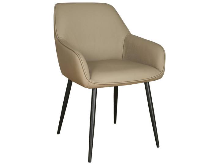 Stylife Armlehnstuhl, Braun, Echtleder, Rindleder, Rundrohr, 56x82.5x61.5 cm, Esszimmer, Stühle, Esszimmerstühle, Armlehnenstühle