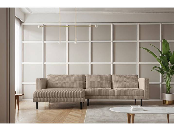Kaiser Möbel Ecksofa L-form Dani modern und geräumig Stoff Poso und Verita, Zwei Stoffe, breite Farbpalette, komfortabel, geräumig