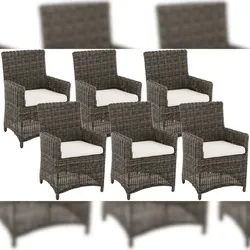 CLP 6er Set Gartenstuhl Fontana 5mm grau-meliert/cremeweiß