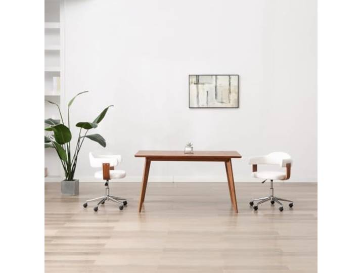 Drehbarer Esszimmerstuhl Weiß Bugholz Kunstleder 360 Grad Hohenverstellbar 360 Grad drehbar, Gasdruckfeder-Höhenverstellung, Stahlgestell, ergonomisch geformt, pflegeleichtes Kunstleder, max. 110 kg