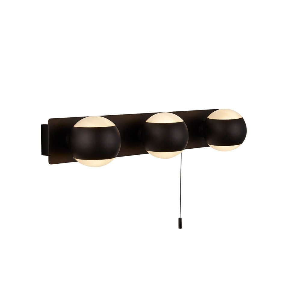 Searchlight Flare 3-lichts badkamer wandlamp zwart