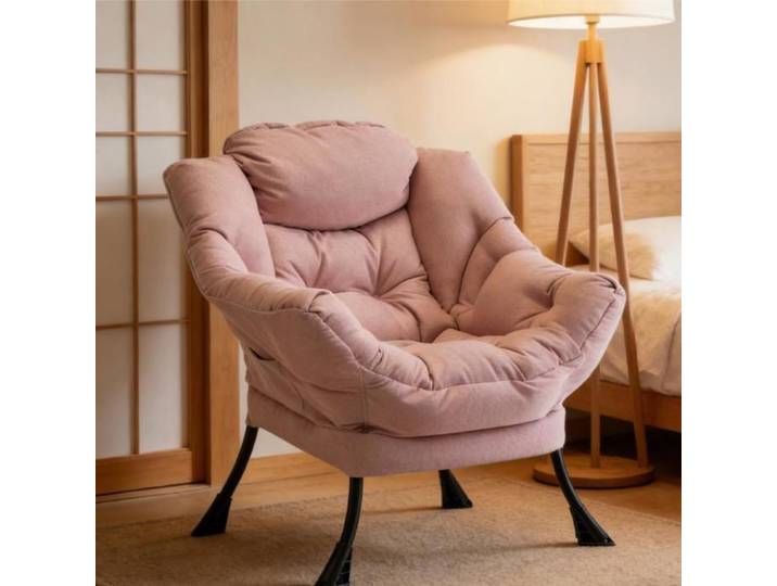 Fauteuil de salon style nordique-Fauteuil lounge en velours-JEOBEST-Avec dossier-Idéal pour lecture-Structure en métal-64x80x95cm