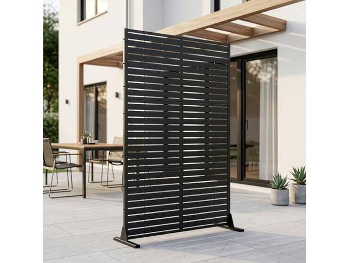 casa.pro Trennwand Nodepp Raumteiler 180 x 120 cm Sichtschutz Outdoor Indoor Raumtrenner Terrasse Balkon verzinkter Stahl Paravent Anthrazitgrau