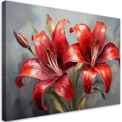 WANDBILD rote lilien blumen pflanzen natur