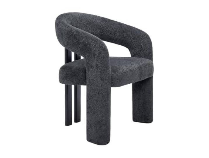 Vente-unique - Stuhl Noreti - Holz Anthrazitgrau 65 cmx58 cm Weichheit des Frotteestoffs Gepolsterte Sitzfläche für mehr Komfort
