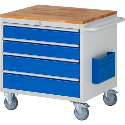 Montagewagen 770x650x795mm 4xSchub-TA Top 25mm lichtgrau/enzianblau