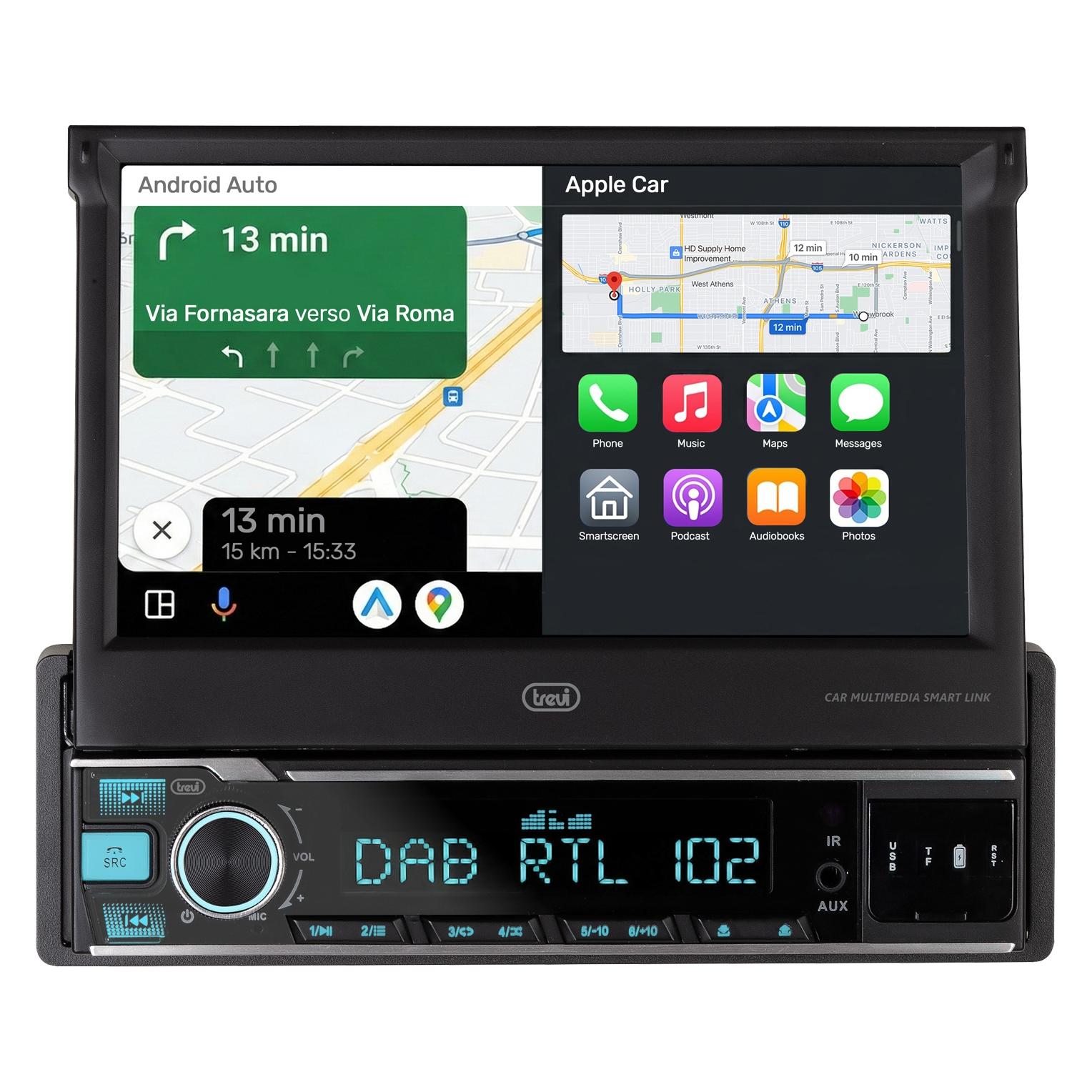 Trevi MDV6390DAB DAB-Autoradio mit 7-Zoll-Touchscreen, Einzelgerät (Android Auto, Apple Carplay, MirrorLink) (ATM63900)