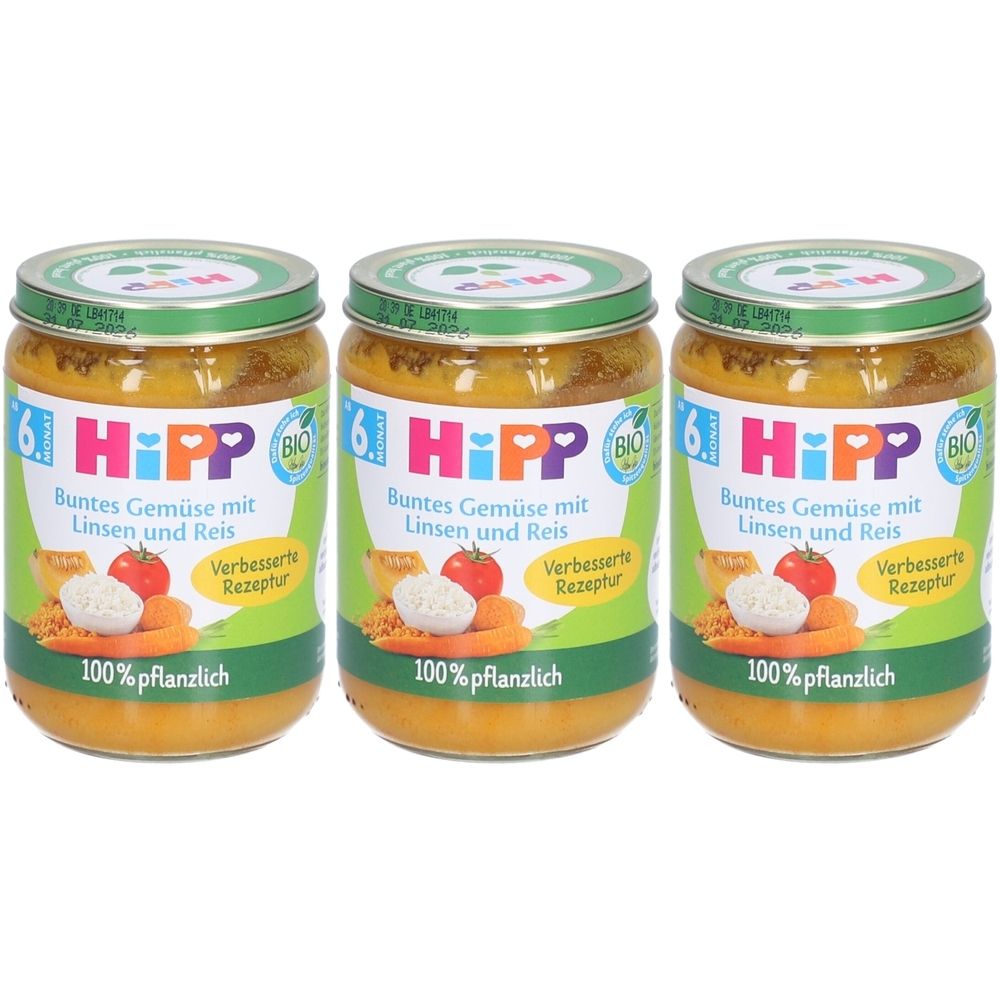 Hipp Gemüse mit Linsen und Reis Bio Glas 190 g x3 3x190
