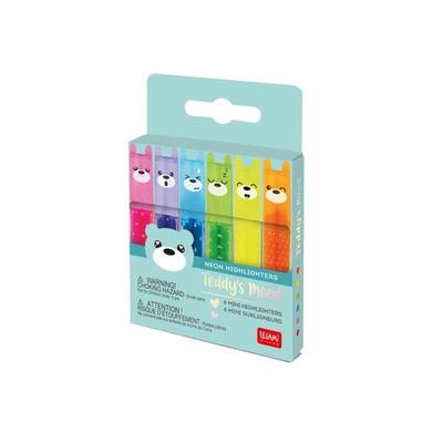 Legami Set mit 6 Mini-Textmarkern - Teddy's Mood - Teddybär