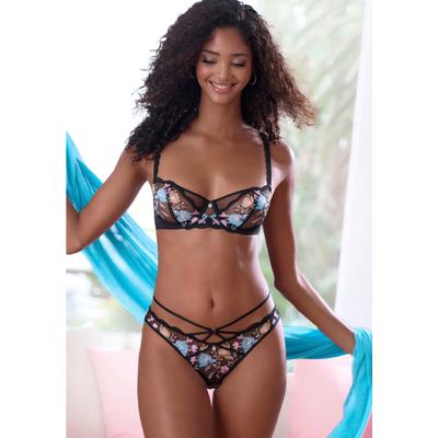 Bügel-BH VIVANCE "Balconette-BH, BH mit Bügel, Spitzen-BH", Damen, Gr. 80, Cup E, schwarz (schwarz, multicolor), Spitze, Obermaterial: 90% Polyamid, 10% Elasthan, BHs Bügel-BH, mit Spitzenträgern, als Dessous-Set kombinierbar, große Größen