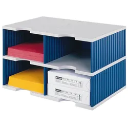 styro Styrodoc Jumbo Grundeinheit Sortierstation DIN C4 4 -Fach grau/blau