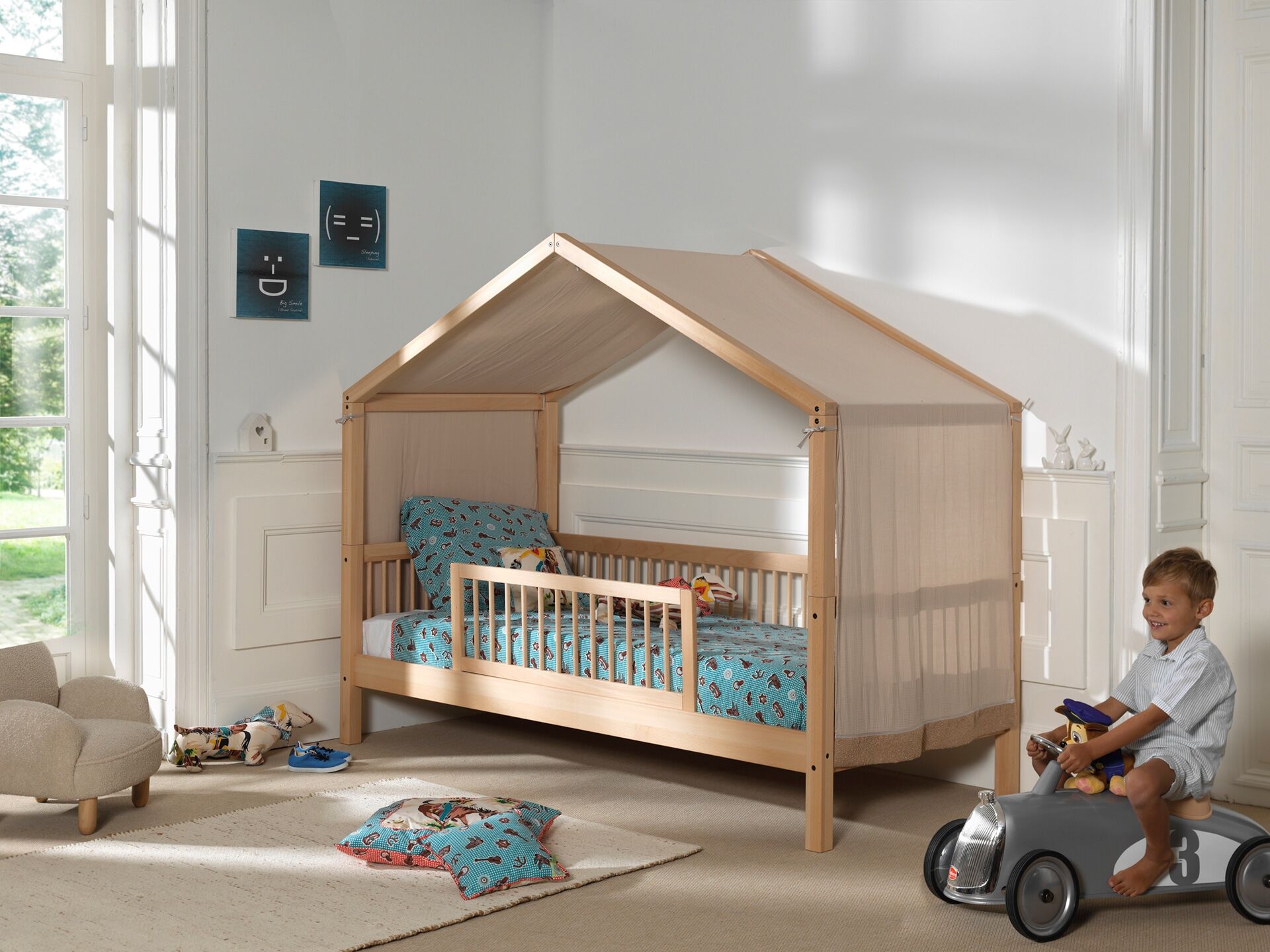 Hausbett VIPACK "Forrest mit hochwertiger und stabiler Verarbeitung, Made in Europe", beige (buche natur, buche natur, buche natur), B:97,5cm H:170cm L:207,5cm, Betten, Hausbett, wahlweise ohne oder mit Textilhimmel oder Rausfallschutz buche natur, buche 