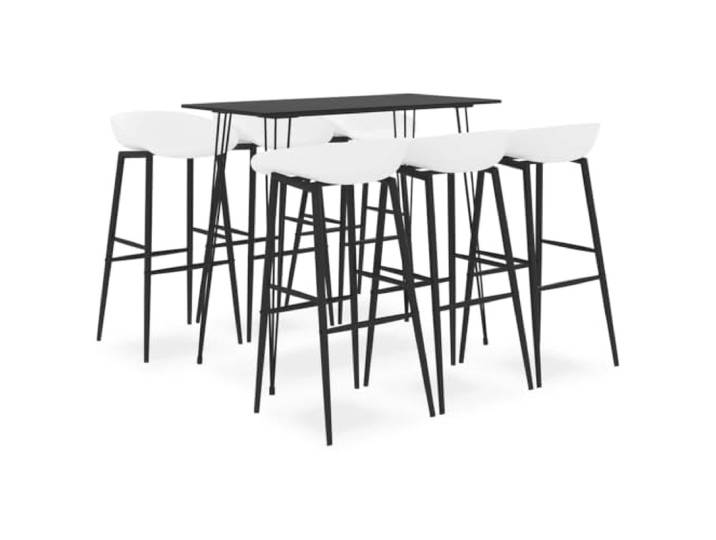 KFPOERTFGD 7-TLG. Bar-Set, Bartisch & 6 Barhocker, MDF & Metall Modernes Design, Ergonomische Stühle, Pflegeleichte Tischplatte, Stabile Rahmen