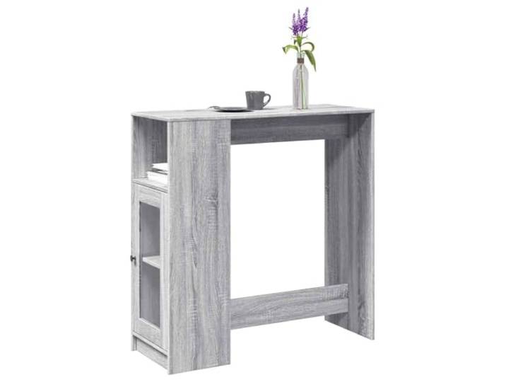 TEKGHUT Bartisch mit Regal Grau Sonoma 101x40x103,5 cm Holzwerkstoff 3 Ablagefächer, glatte Oberfläche, pflegeleicht, für Küche, Wohnzimmer, Essbereich