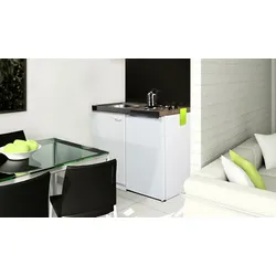 Respekta Miniküche PANTRY100SV weiß Duokochfeld