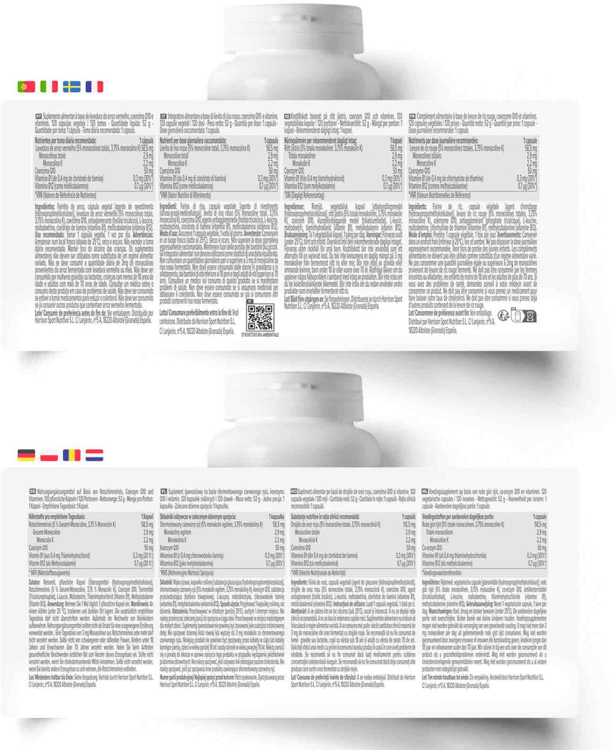 HSN Levedura de arroz vermelho (5% monacolinas) + coenzima Q10 - 120 veg caps - Contra colesterol - Cápsulas Vegetales - 120 Serviços