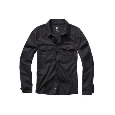 Langarmhemd BRANDIT "Brandit Herren Flanellshirt", Herren, Gr. S, US-Größen, schwarz, 100% Baumwolle, unifarben, normal, Hemden
