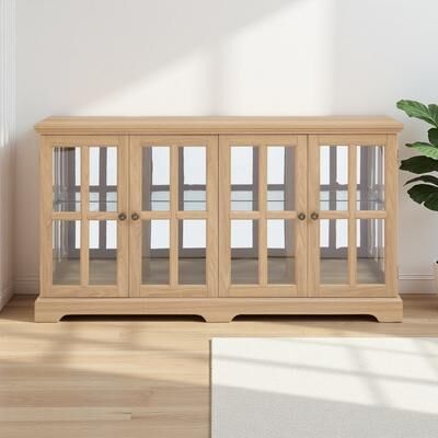 ZWYO HOSIMU "32.09""H LED Curio Display Cabinet, Glass Doors Adjustable Shelves, Four-Doors, Bluetooth Control & Customizable Lighting."
