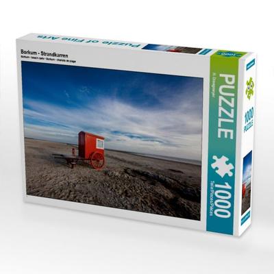 CALVENDO Puzzle Borkum - Strandkarren | 1000 Teile Lege-Größe 64x48cm Foto-Puzzle für glückliche Stunden