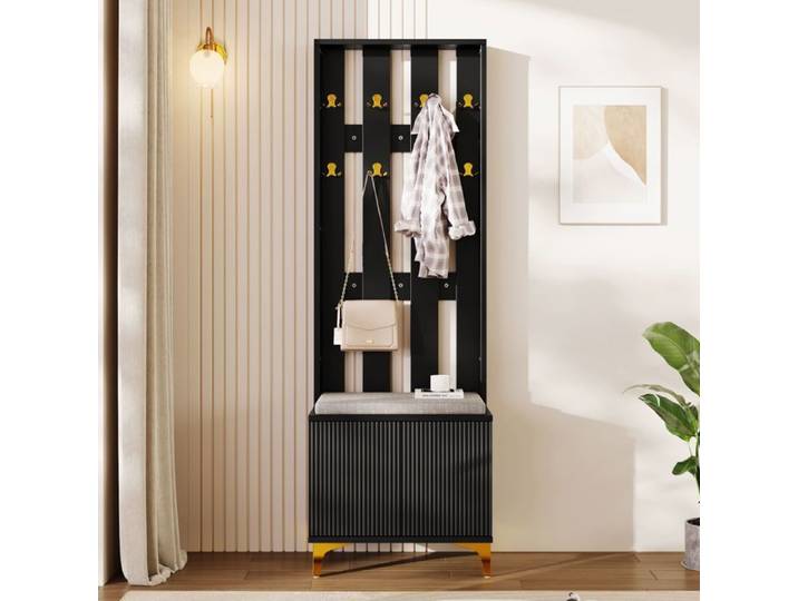 Armoire - Gutent - Multifonctionnelle - Noir - 1 porte - 2 étagères - Style Scandinave Moderne