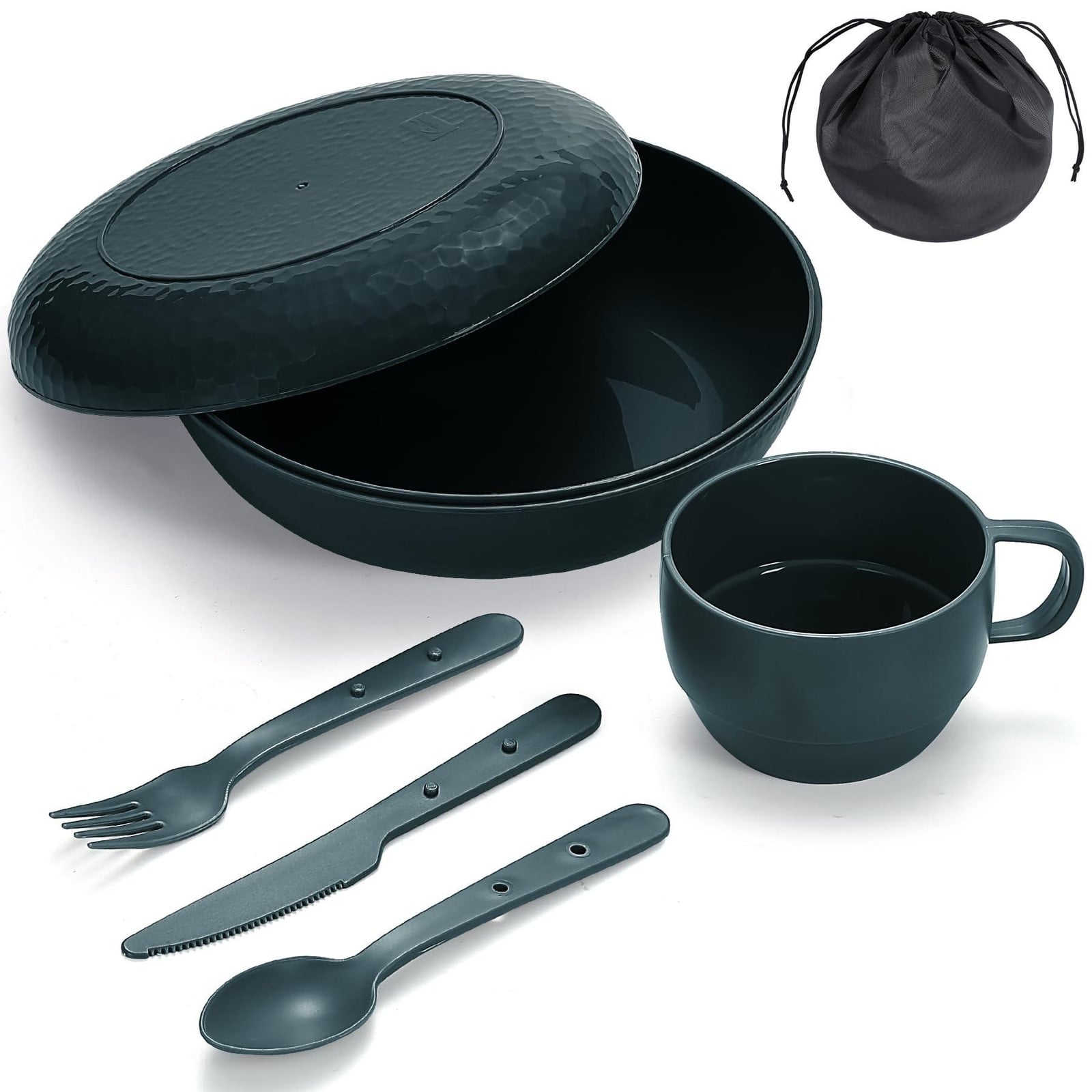 Camping Mess Kit met Bord, Kom, Beker en Bestek