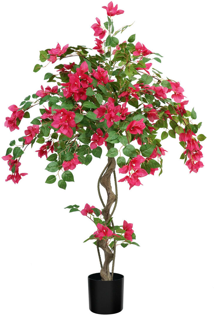 Bay Isle Home Faux Blossom Tree in Pot – Artificial Bougainvillea Flower Plant for Home Garden Decor Rose red 140cm