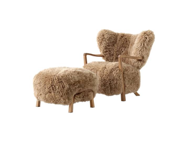 &Tradition Chaise longue Wulff ATD2 fauteuil et pouf ATD3 Chêne huilé-Miel peau de mouton