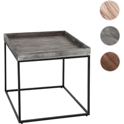 Beistelltisch HWC-K71, Kaffeetisch Couchtisch Tisch, Paulownia-Holz Metall 60x60x60cm ~ dunkelgrau