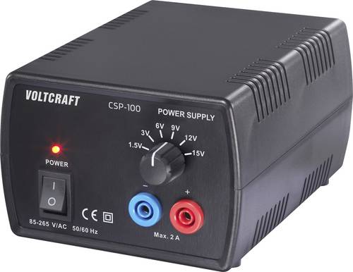 VOLTCRAFT CSP-100 Labornetzgerät, einstellbar Gleichspannung 1.5 V, 3 V, 6 V, 9 V, 12 V, 15V 2A (max.) 30W Anzahl Ausgänge 1 x