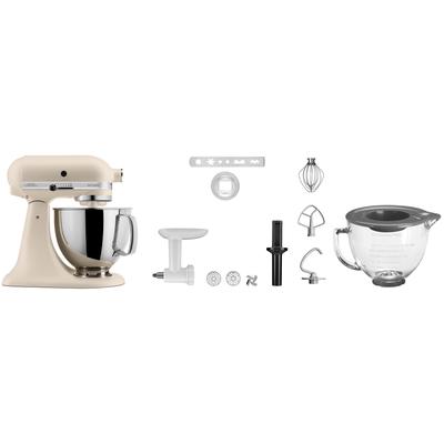KITCHENAID Küchenmaschine "5KSM125EFL FRESH LINEN", beige (fresh linen), B:24cm H:36cm T:37cm, Küchenmaschinen, Gratis Fleischwolf/Spritzgebäckvorsatz, Schüssel, (Wert ca. 238,-UVP), Küchenmaschine